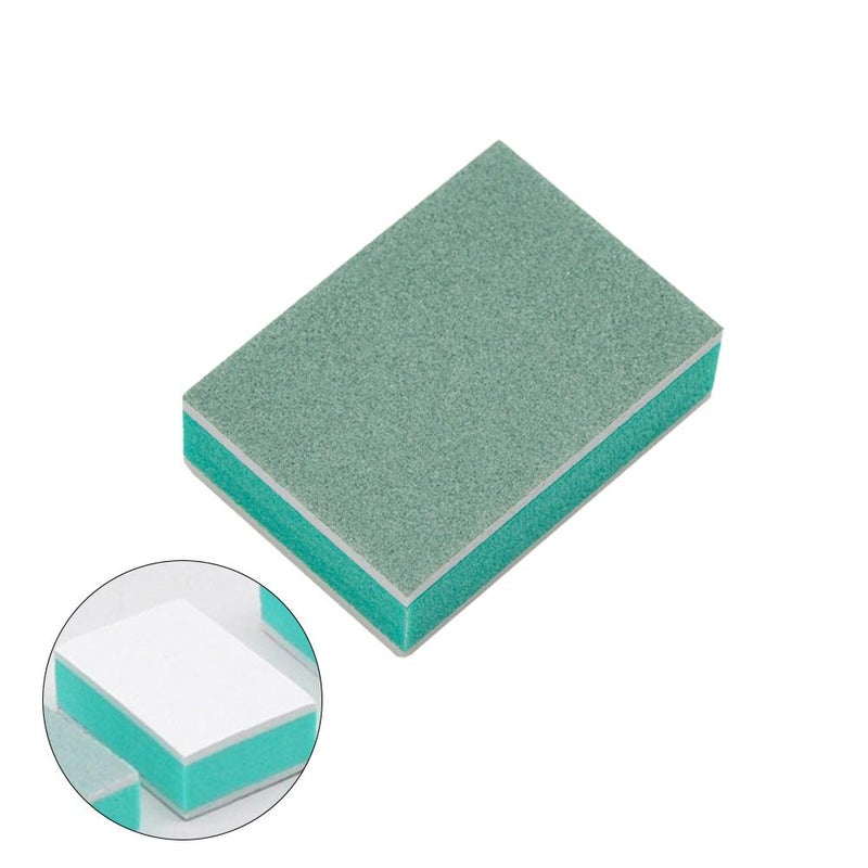 Mini green and white polishing blocks for nail art, decorative polishing sponges, double-sided shaping and polishing blocks.